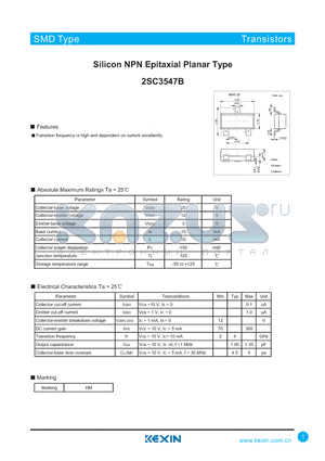 2SC3547B datasheet - Silicon NPN Epitaxial Planar Type