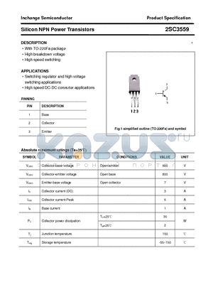 2SC3559 datasheet - Silicon NPN Power Transistors