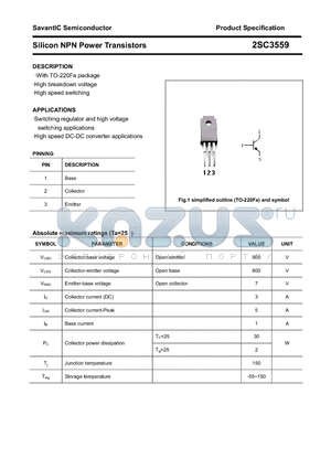 2SC3559 datasheet - Silicon NPN Power Transistors