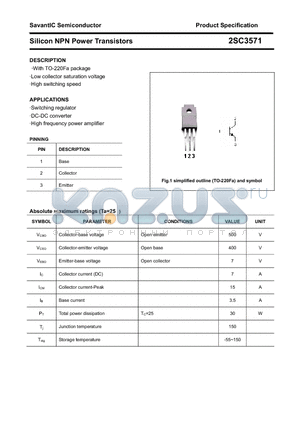 2SC3571 datasheet - Silicon NPN Power Transistors