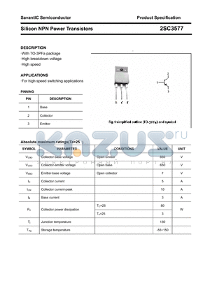 2SC3577 datasheet - Silicon NPN Power Transistors