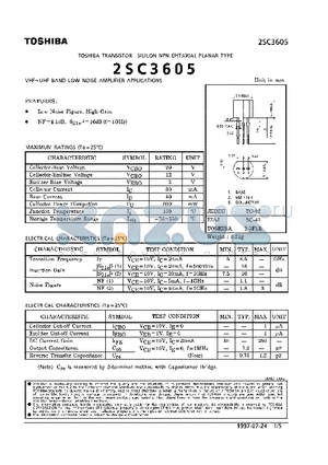 2SC3605 datasheet - NPN EPITAXIAL PLANAR TYPE (VHF~UHF BAND LOW NOISE AMPLIFIER APPLICATIONS)