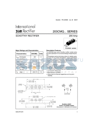 203CMQ100 datasheet - SCHOTTKY RECTIFIER