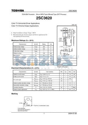 2SC3620 datasheet - Color TV Horizontal Driver Applications Color TV Chroma Output Applications