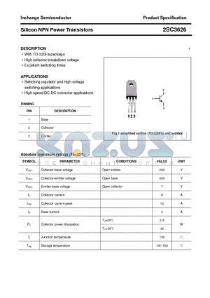 2SC3626 datasheet - Silicon NPN Power Transistors