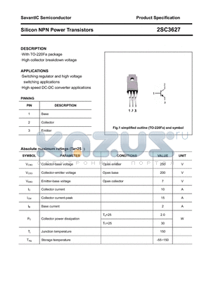 2SC3627 datasheet - Silicon NPN Power Transistors