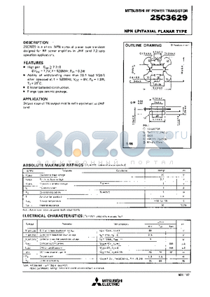 2SC3629 datasheet - NPN EPITAXIAL PLANAR TYPE (RF POWER TRANSISTOR)