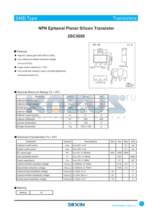 2SC3650 datasheet - NPN Epitaxial Planar Silicon Transistor
