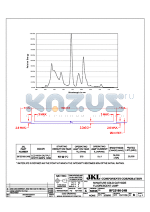 BF22160-24B datasheet - MINIATURE COLD CATHODE FLUORESCENT LAMP