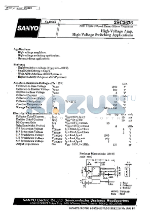 2SC3676 datasheet - High-Voltage Amp, High-Voltage Switching Applications