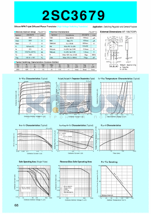 2SC3679 datasheet - Silicon NPN Triple Diffused Planar Transistor(Switching Regulator and General Purpose)