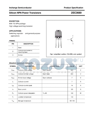 2SC3680 datasheet - Silicon NPN Power Transistors