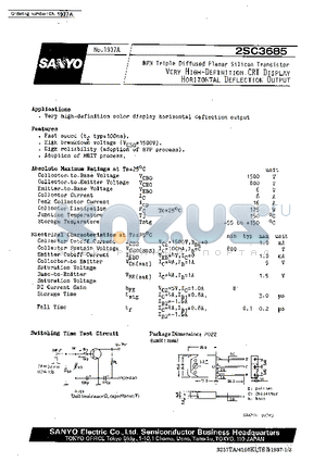 2SC3685 datasheet - Very High-Definition CRT Display Horizontal Deflection Output