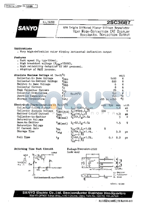 2SC3687 datasheet - Very High-Definition CRT Display Horizontal Deflection Output