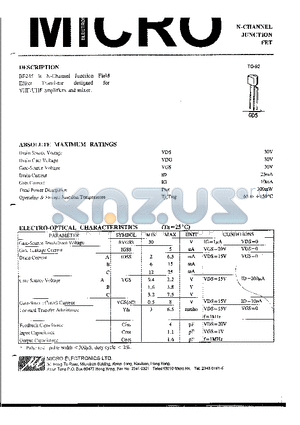 BF245 datasheet - N-CHANNEL JUNCTION FET