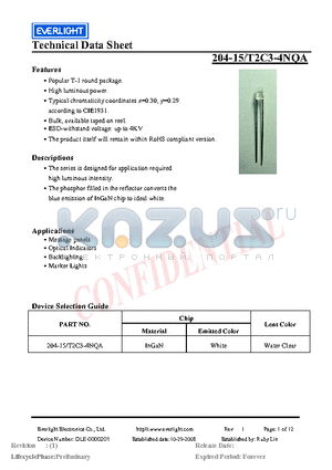 204-15-T2C3-4NQA datasheet - Popular T-1 round package