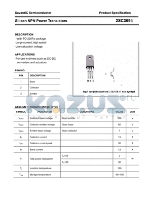 2SC3694 datasheet - Silicon NPN Power Transistors