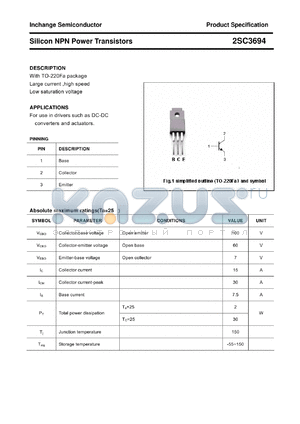 2SC3694 datasheet - Silicon NPN Power Transistors