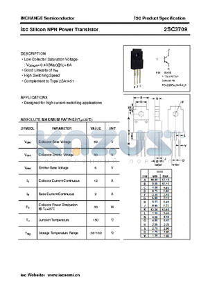 2SC3709 datasheet - isc Silicon NPN Power Transistor