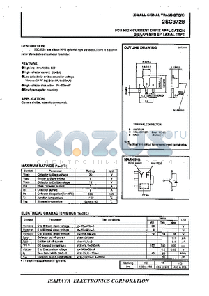 2SC3728 datasheet - FOR HIGH CURRENT DRIVE APPLICATION SILICON NPN EPITAXIAL TYPE