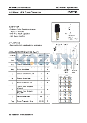 2SC3743 datasheet - isc Silicon NPN Power Transistor