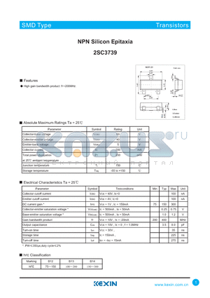2SC3739 datasheet - NPN Silicon Epitaxia