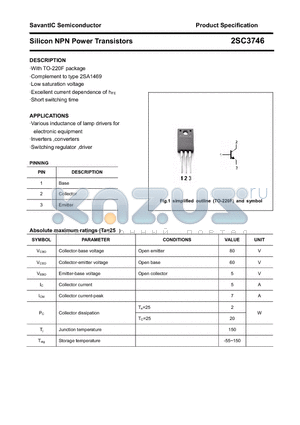 2SC3746 datasheet - Silicon NPN Power Transistors