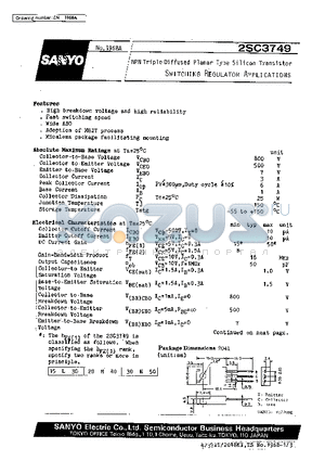 2SC3749 datasheet - Switching Regulator Applications