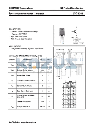 2SC3749 datasheet - isc Silicon NPN Power Transistor