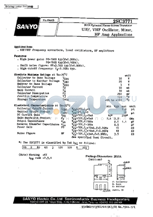 2SC3771 datasheet - UHF,VHF Oscillator, Mixer, HF Amp Applications