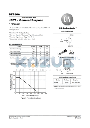 BF256A datasheet - JFET - General Purpose