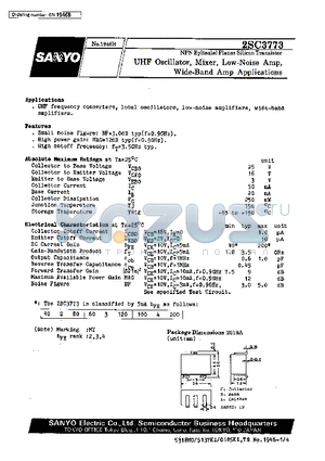 2SC3773 datasheet - UHF Oscillator, Mixer, Low-Noise Amp, Wide-Band Amp Applications