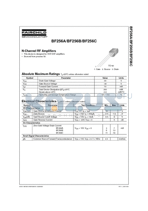 BF256B datasheet - N-Channel RF Amplifiers