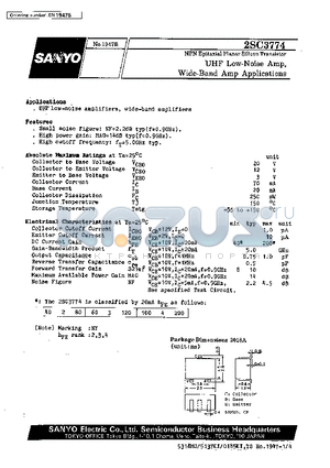 2SC3774 datasheet - UHF Low-Noise Amp, Wide-Band Amp Applications