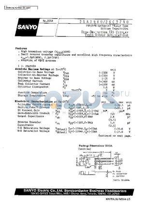 2SC3790 datasheet - High-Definition CRT Display, Video Output Applications