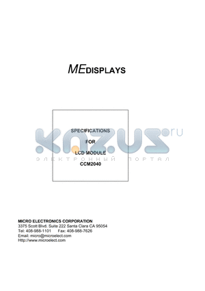 CCM2040 datasheet - SPECIFICATIONS FOR LCD MODULE CCM2040