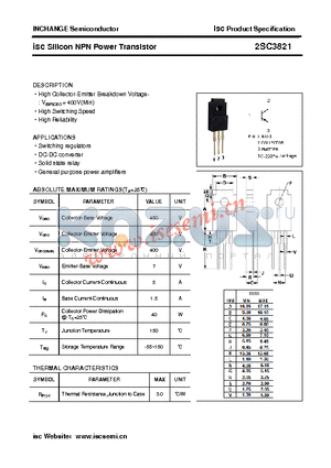 2SC3821 datasheet - isc Silicon NPN Power Transistor