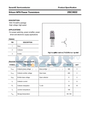 2SC3822 datasheet - Silicon NPN Power Transistors