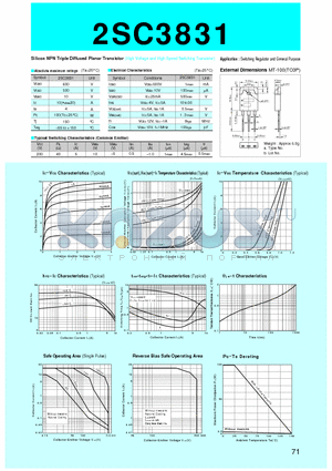 2SC3831 datasheet - Silicon NPN Triple Diffused Planar Transistor(Switching Regulator and General Purpose)