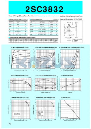 2SC3832 datasheet - Silicon NPN Triple Diffused Planar Transistor(Switching Regulator and General Purpose)