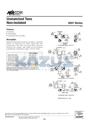 2041-6201-00 datasheet - Unmatched Tees Non-Isolated