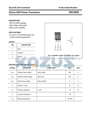 2SC3842 datasheet - Silicon NPN Power Transistors