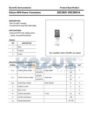 2SC3851A datasheet - Silicon NPN Power Transistors