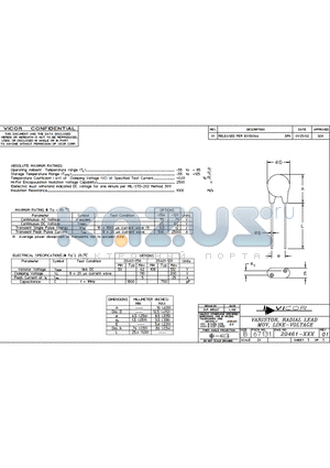 20461-120 datasheet - VARISTOR, RADIAL LEAD MOV, LINE-VOLTAGE