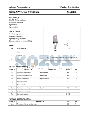 2SC3866 datasheet - Silicon NPN Power Transistors