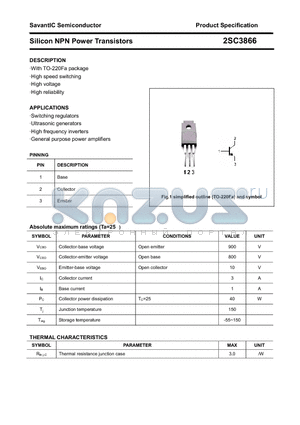 2SC3866 datasheet - Silicon NPN Power Transistors