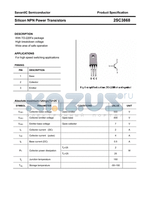 2SC3868 datasheet - Silicon NPN Power Transistors