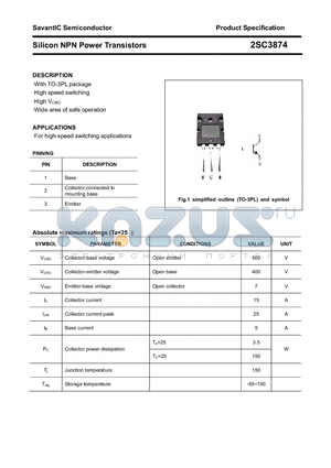 2SC3874 datasheet - Silicon NPN Power Transistors