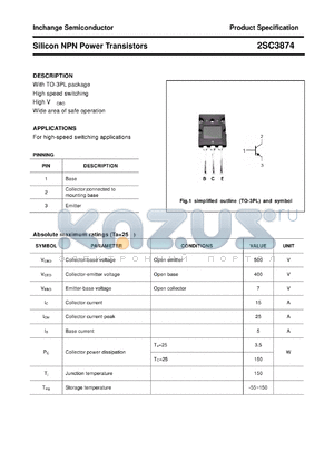 2SC3874 datasheet - Silicon NPN Power Transistors