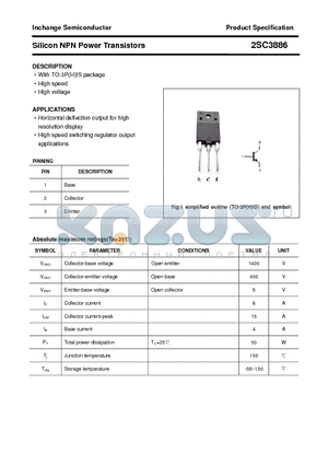 2SC3886 datasheet - Silicon NPN Power Transistors